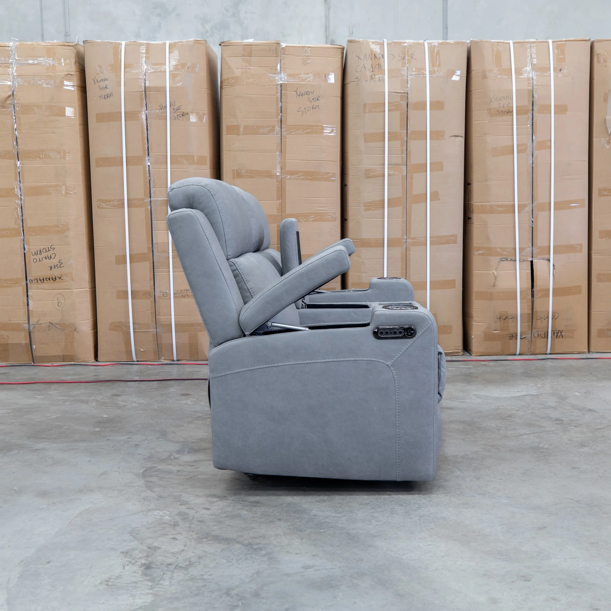 Portside Two Seat Dual-Electric Recliner Lounge - Shadow - Image 15