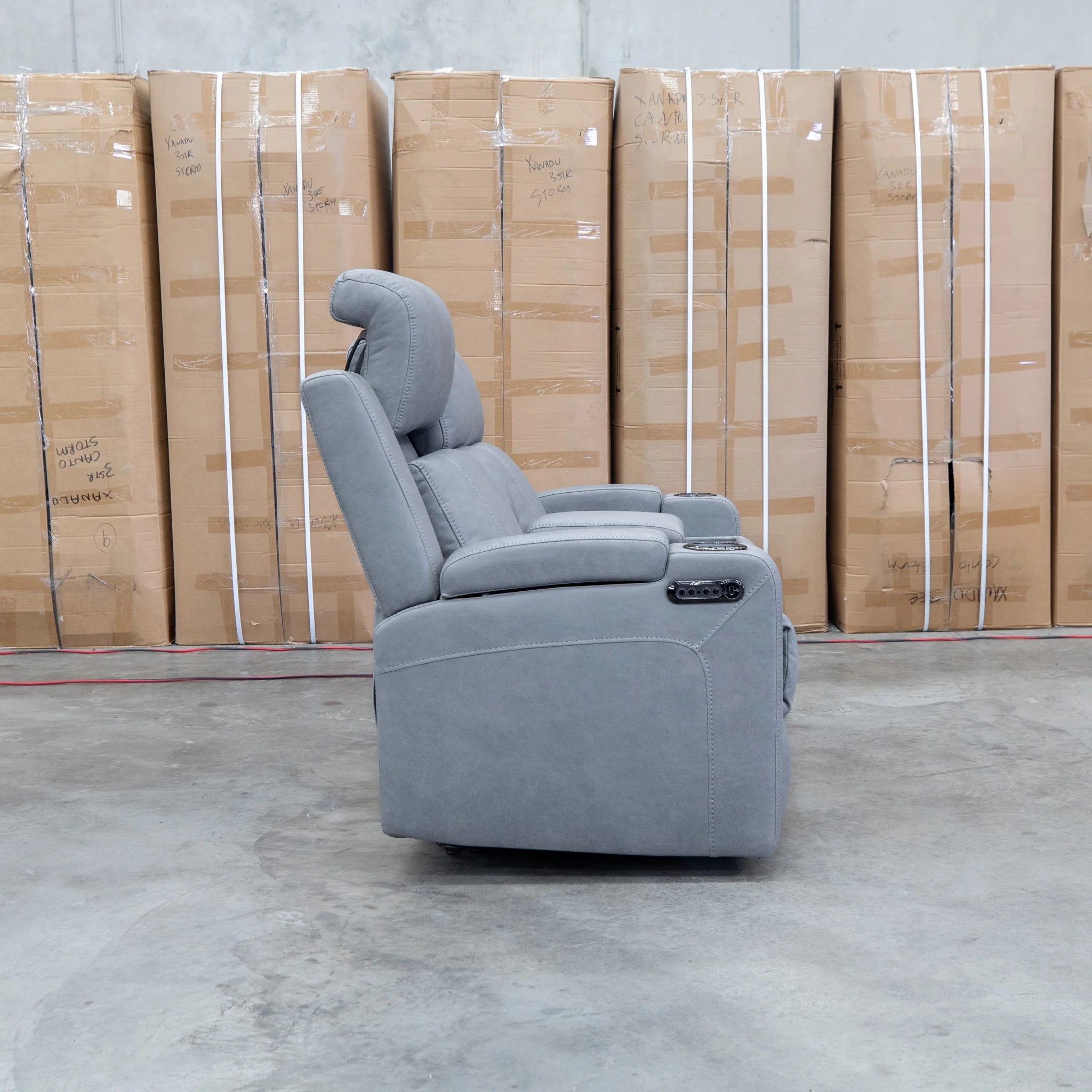 Portside Two Seat Dual-Electric Recliner Lounge - Shadow - Image 16