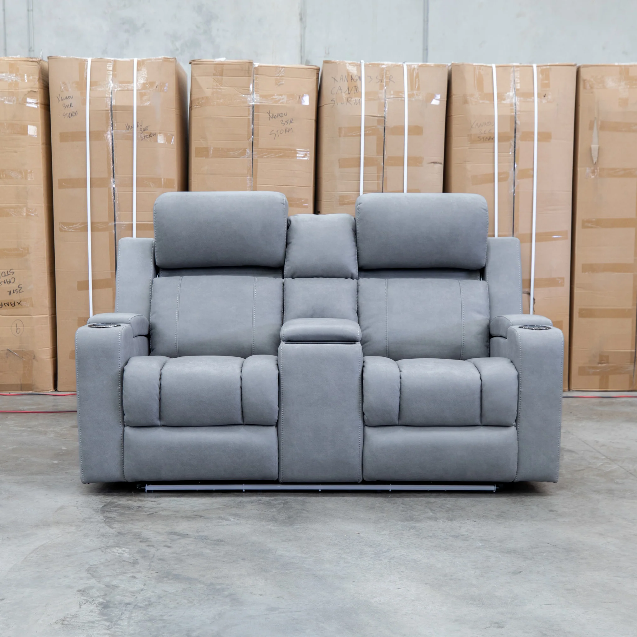 Portside Two Seat Dual-Electric Recliner Lounge - Shadow - Image 5
