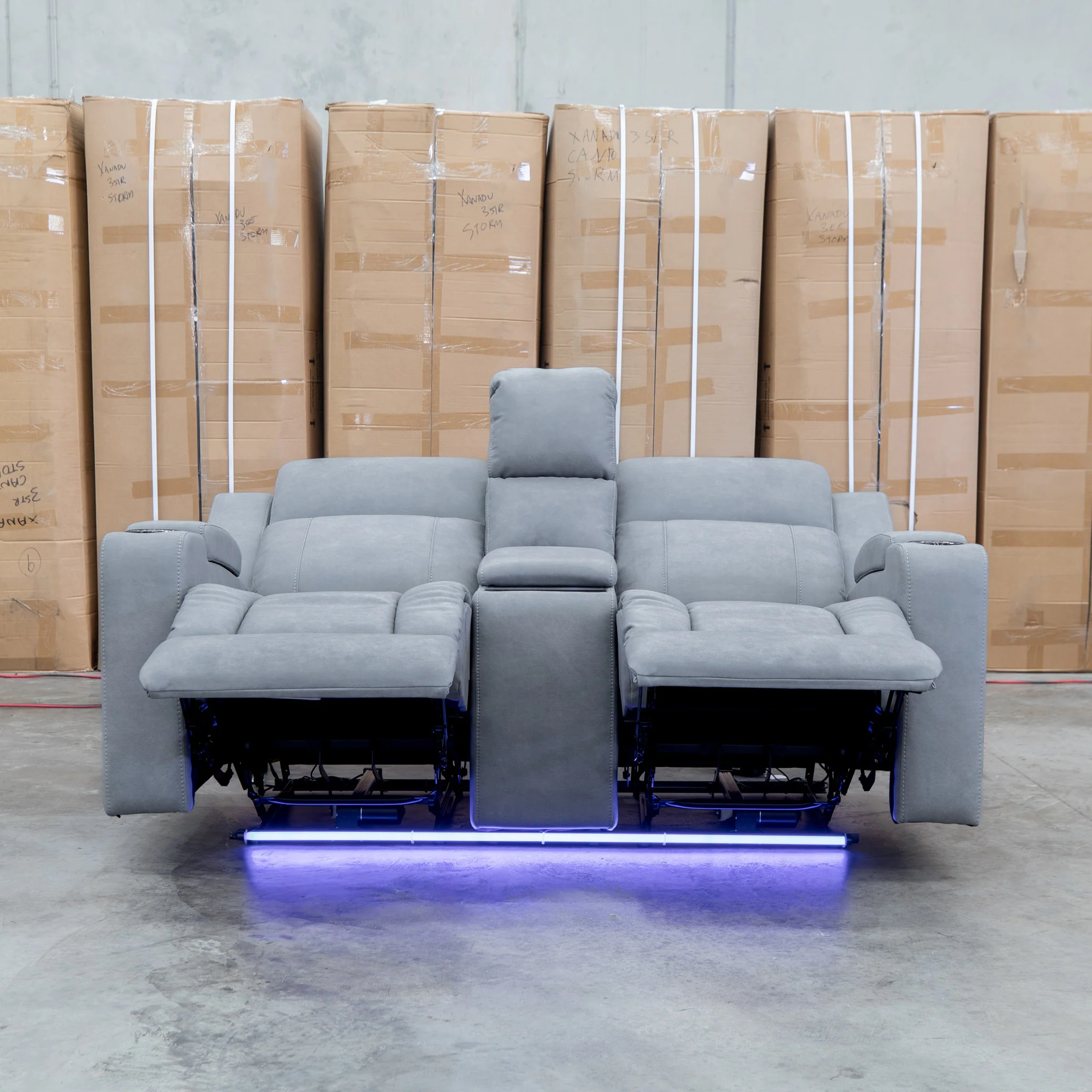 Portside Two Seat Dual-Electric Recliner Lounge - Shadow - Image 7
