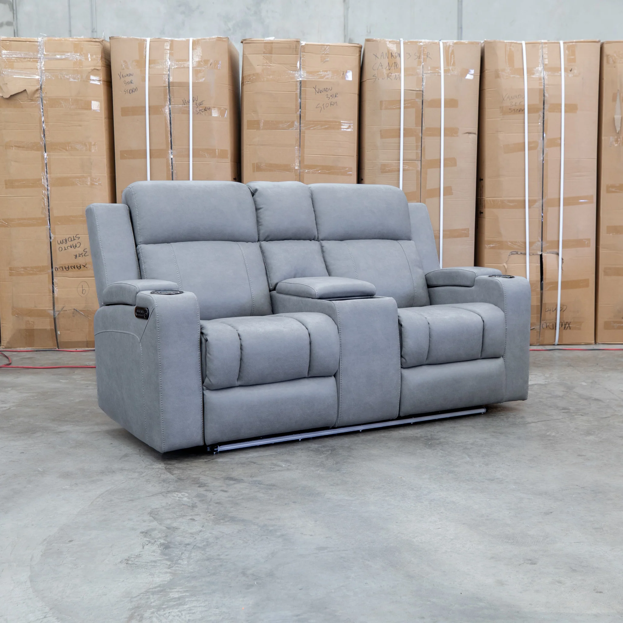 Portside Two Seat Dual-Electric Recliner Lounge - Shadow - Image 8