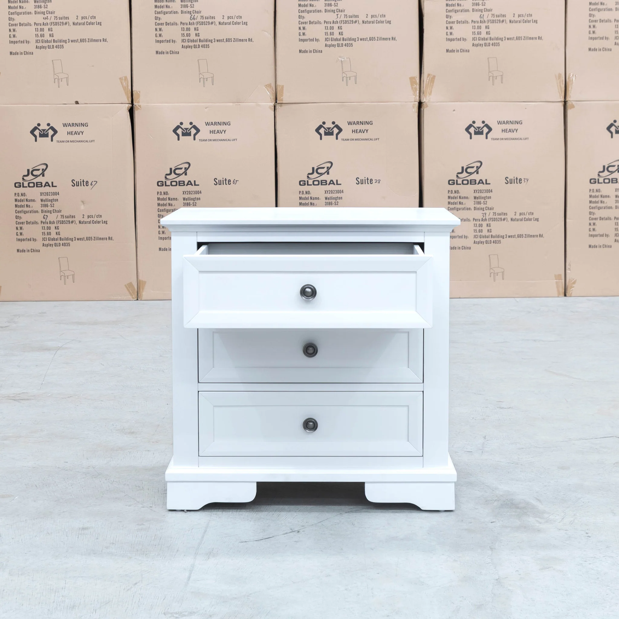 Sala 3 Drawer Hardwood Bedside - Available After 26th July - Image 3