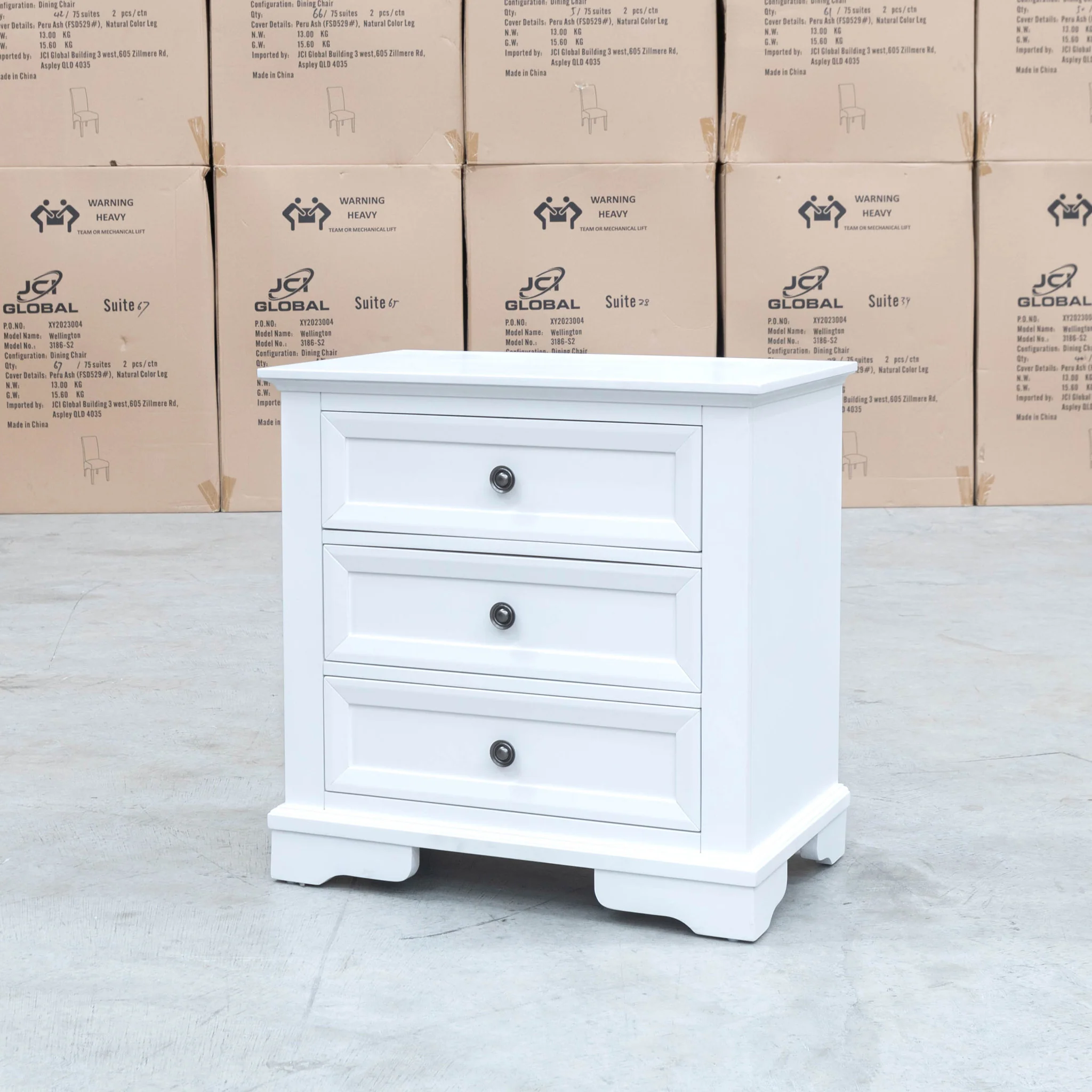 Sala 3 Drawer Hardwood Bedside - Available After 26th July - Image 4