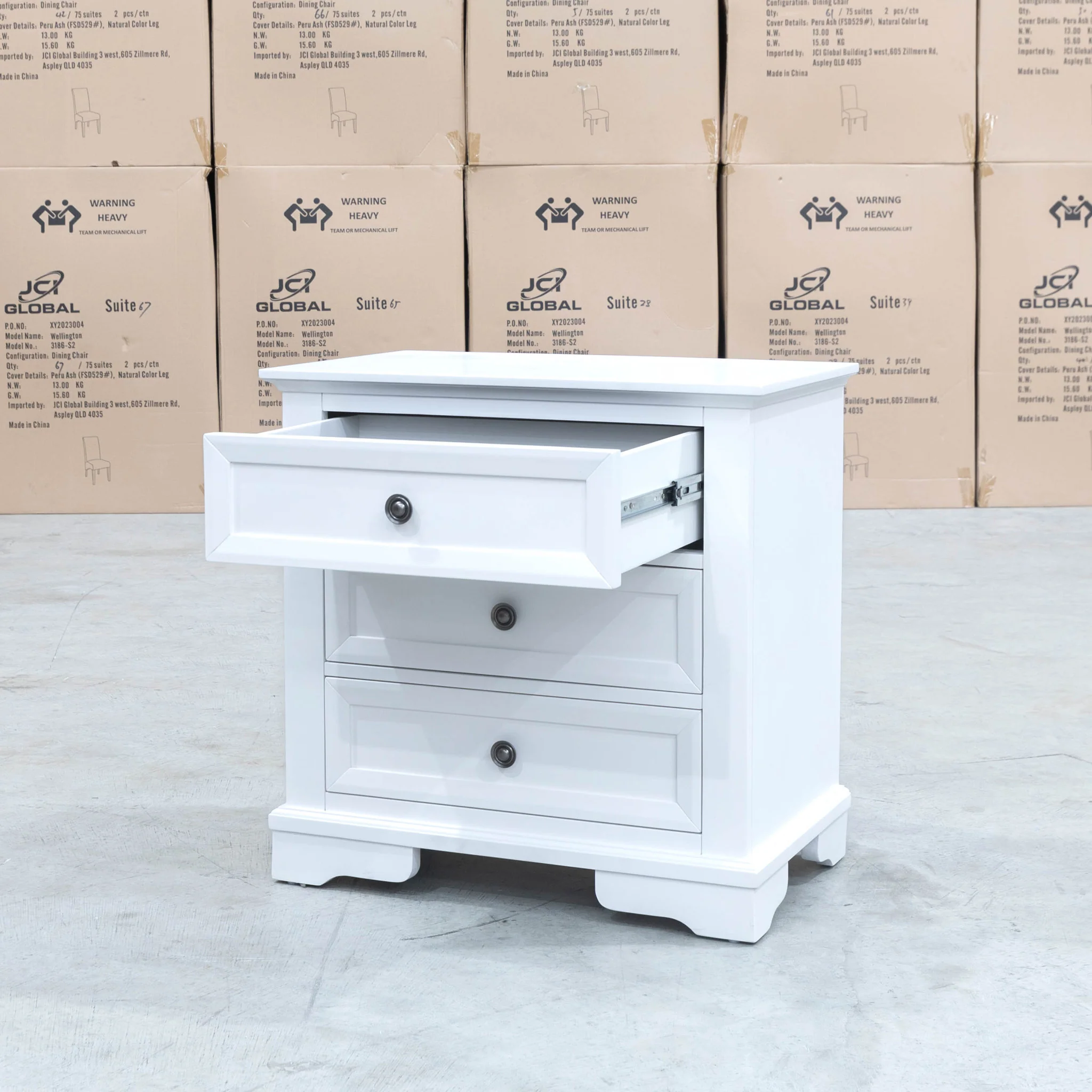 Sala 3 Drawer Hardwood Bedside - Available After 26th July - Image 5