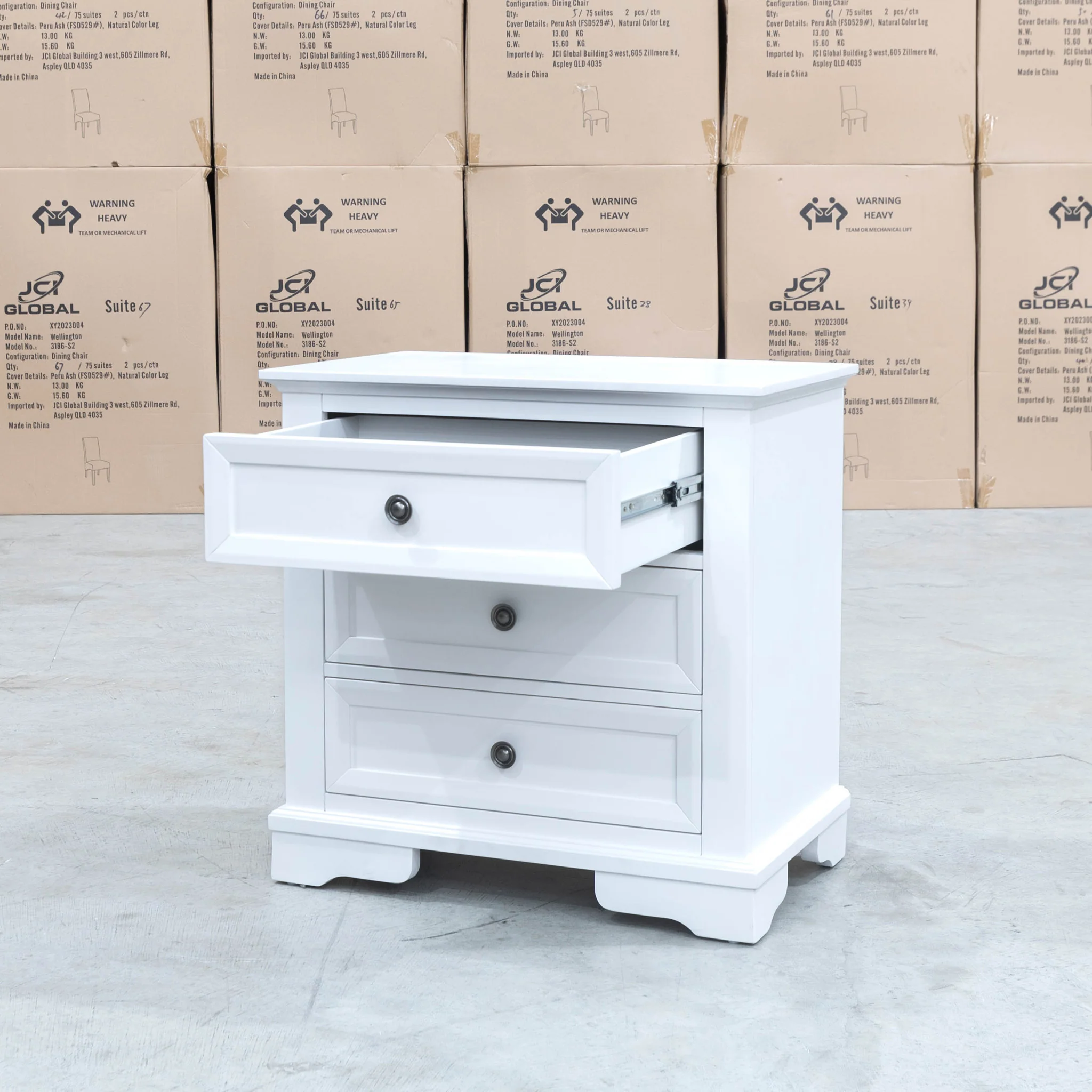 Sala 3 Drawer Hardwood Bedside - Available After 26th July - Image 6
