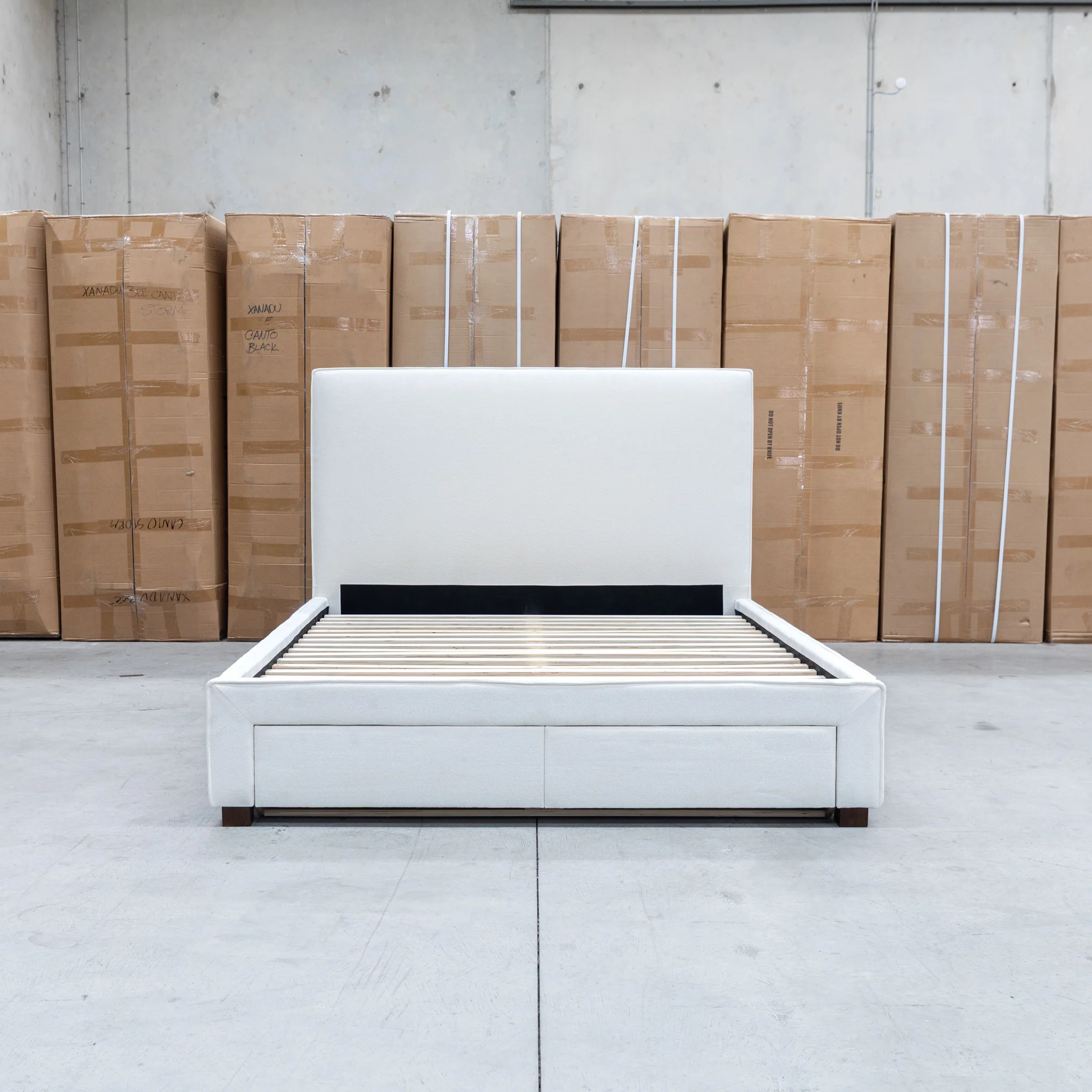 Talia Double Fabric Storage Bed - Bone - Image 3