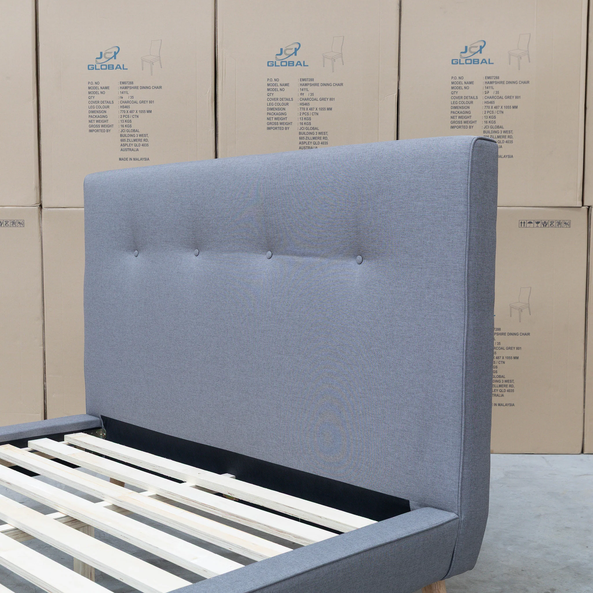 Tara Double Upholstered Bed - Grey - Image 10