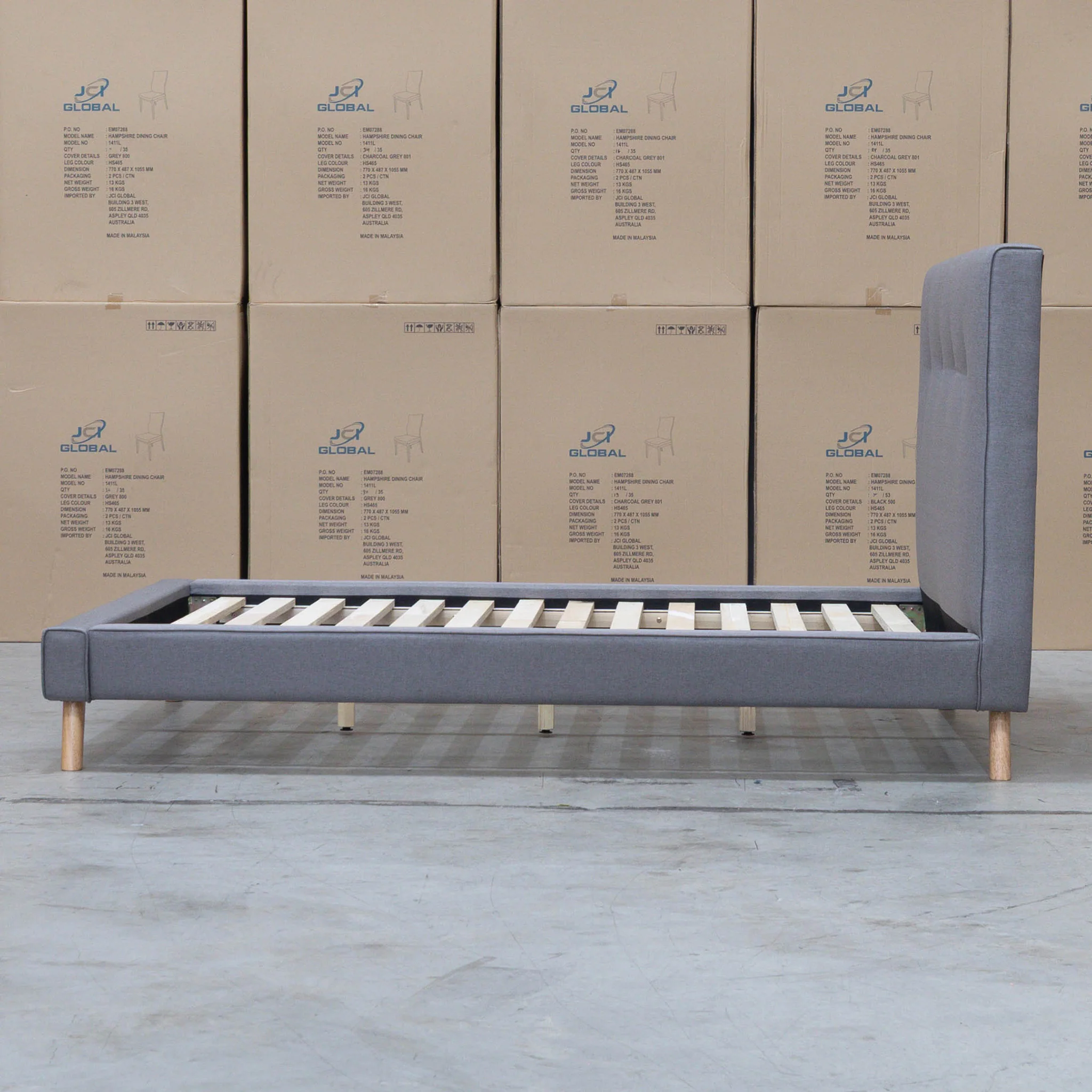 Tara Double Upholstered Bed - Grey - Image 11