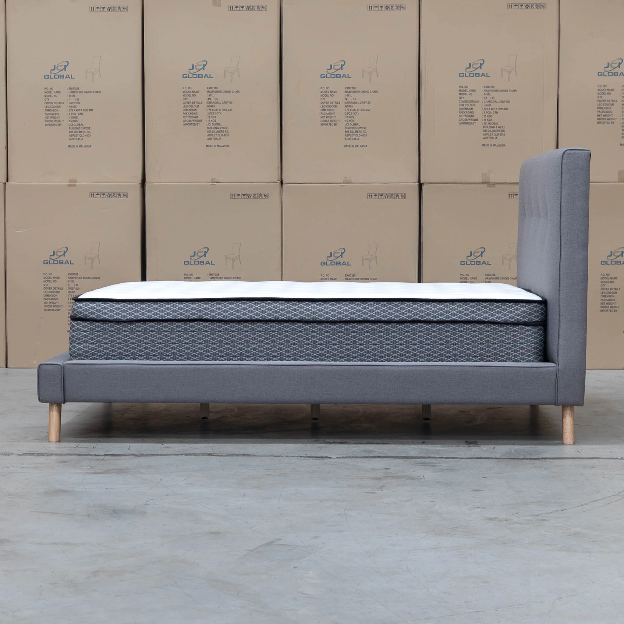 Tara Double Upholstered Bed - Grey - Image 6