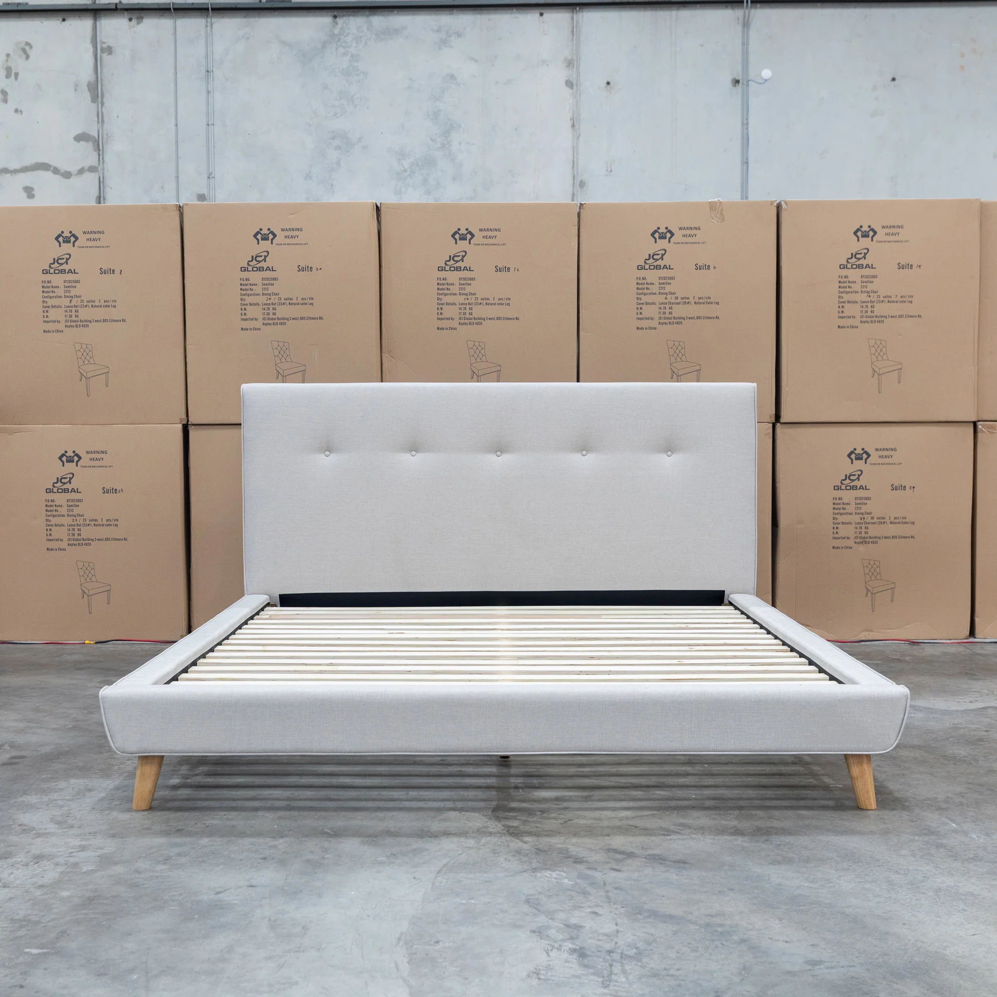 Tara King Upholstered Bed - Oatmeal - Image 3