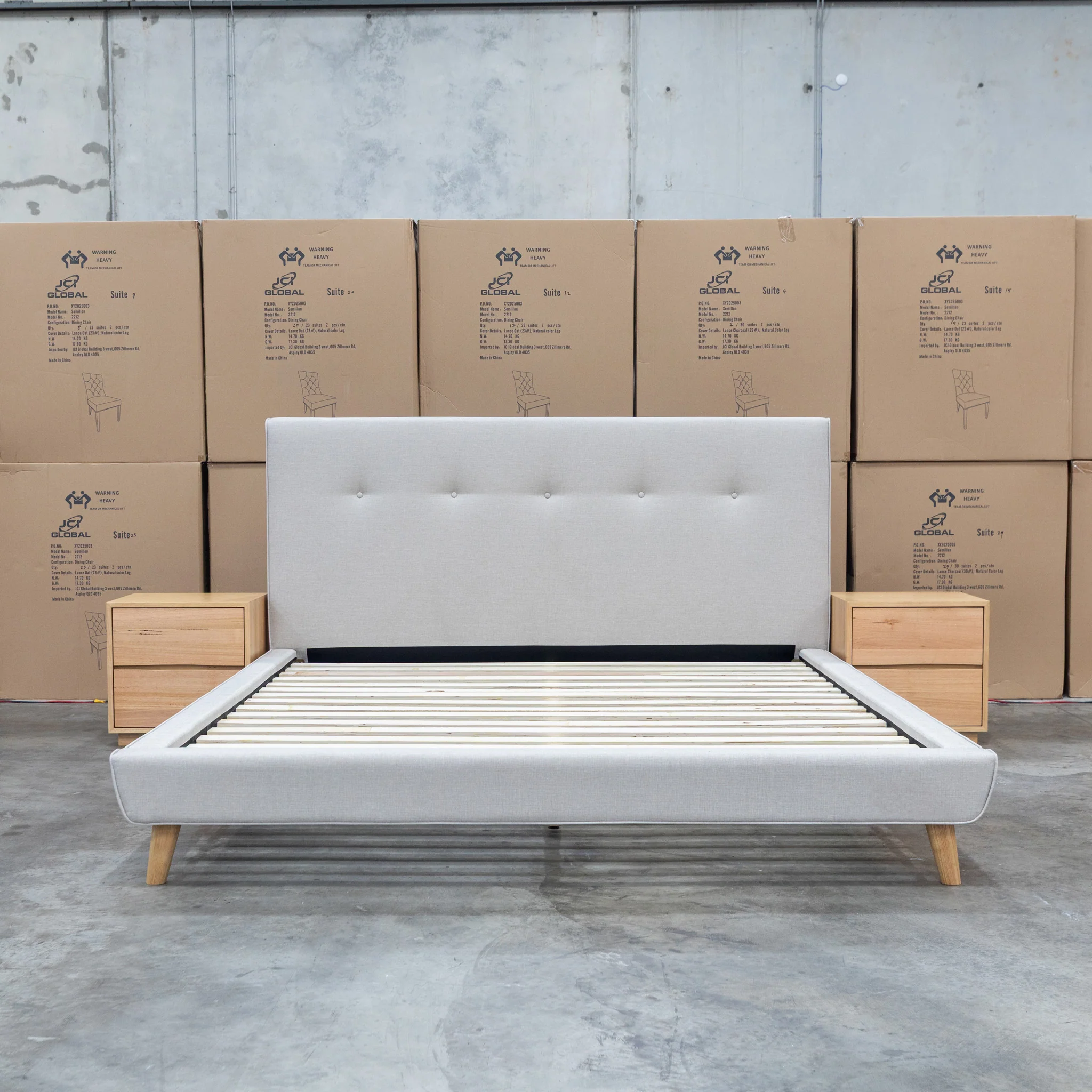 Tara King Upholstered Bed - Oatmeal - Image 4